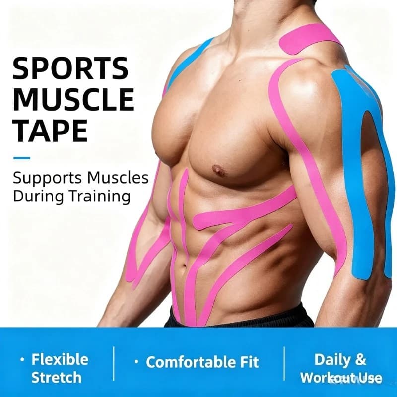Sporty Kinesiological Tape Waterproof, Protective adhesives for Atletic bands, Pain relief, for Tennis and Gym