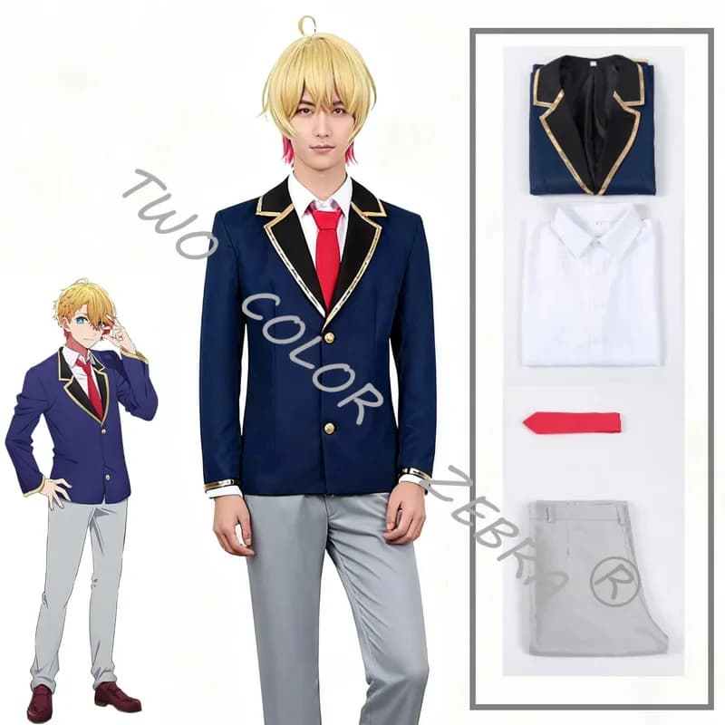 A;3\v,7'd/Anime Oshi No Ko Cosplay Costume Hoshino Rubii Skirt JK Dress Akuamarin Jacket Pants Blue Uniform Cow.3;v'6\b/