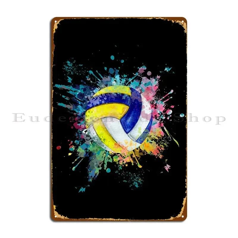 Metal Teaches with Theme Color Explosion Volleyball, Customizable for Garage, Club, Party, Bar, Wall, Cave, Poster in Milk