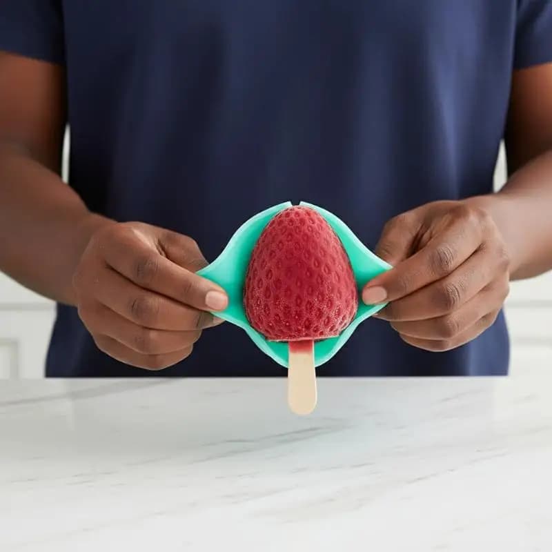 Stampo 3D pratico per torte, gelati, cioccolato, gelatine e saponi fai da te, con design a fragola, mango e pesca, facile da sformare, per alimenti.