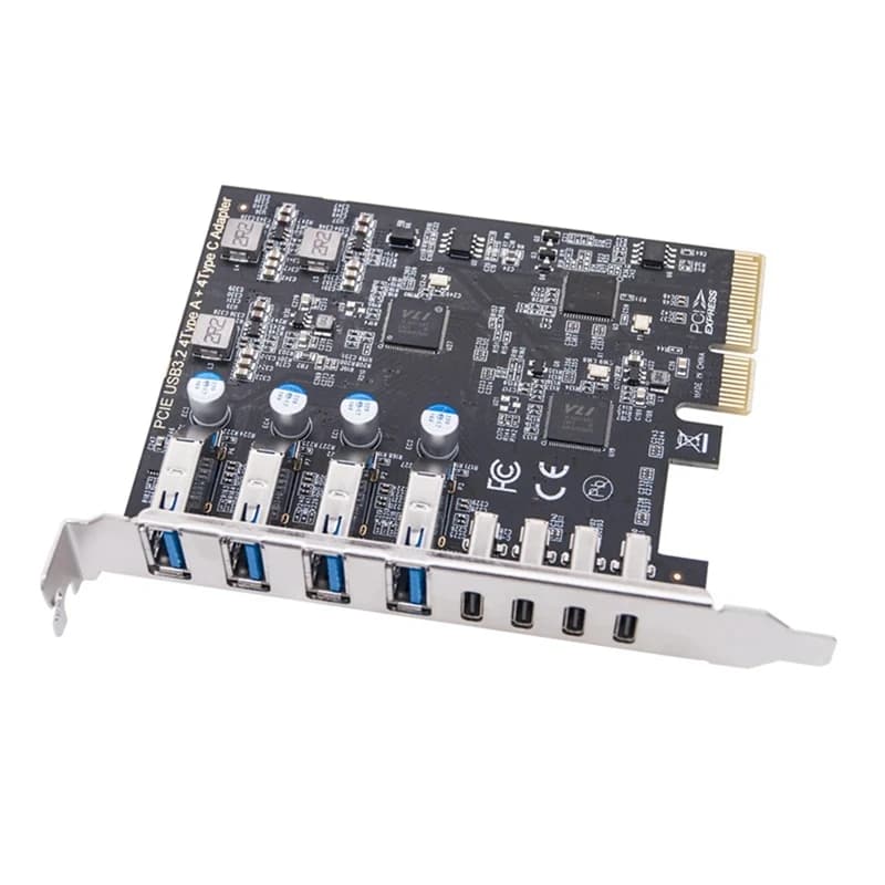 Scheda di espansione New-PCIE USB3.2 GEN2 da 10 Gbps PCI Express X4 a 4 porte TIPO A + 4 porte TIPO C Adattatore HUB USB per PC desktop