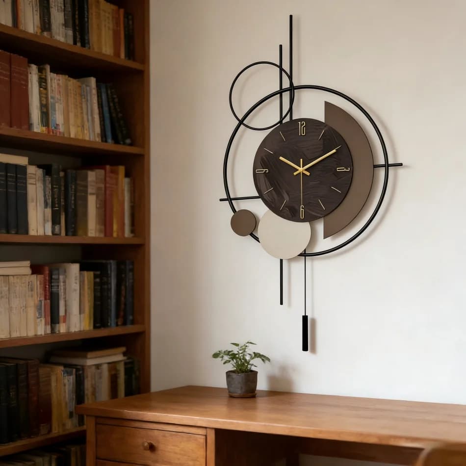 Pendolo in ferro battuto con design geometrico, moderno e di lusso, decorazione per soggiorno, pendolo silenzioso, stile francese, per matrimoni e ritorno a scuola