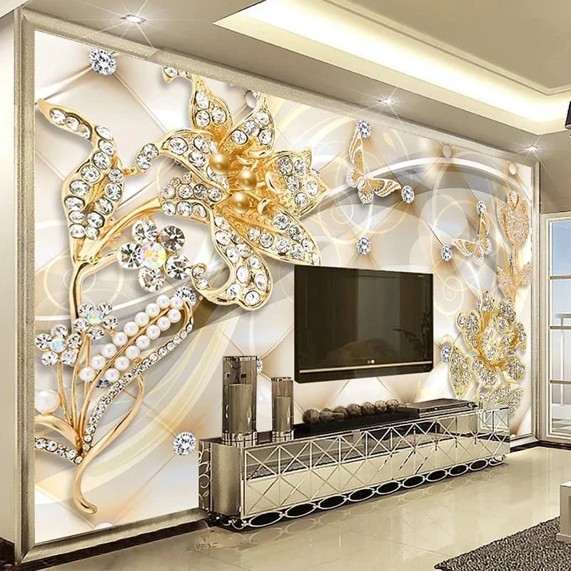 Gioielli 3D di lusso personalizzati fiore stile europeo interni camera da letto soggiorno ristorante TV sfondo parete foto carta da parati murale
