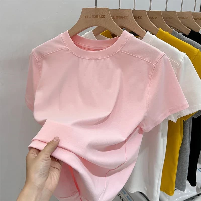 Zjaiss Solid Basic Short Sleeve Womens Tshirt 2026 Casual Loose O Neck Fashion Top T Shirt Ladies Korean Tee Shirt Streetwear