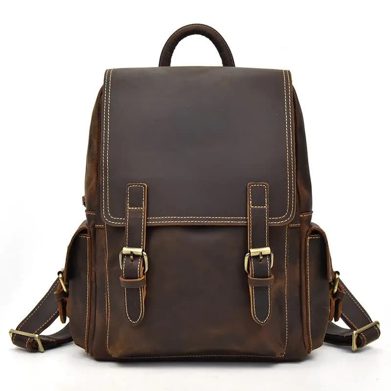 Nuovo zaino in vera pelle da uomo Zaino da viaggio in vera pelle di vitello da uomo Zaino da scuola per laptop da 14 pollici vintage da uomo