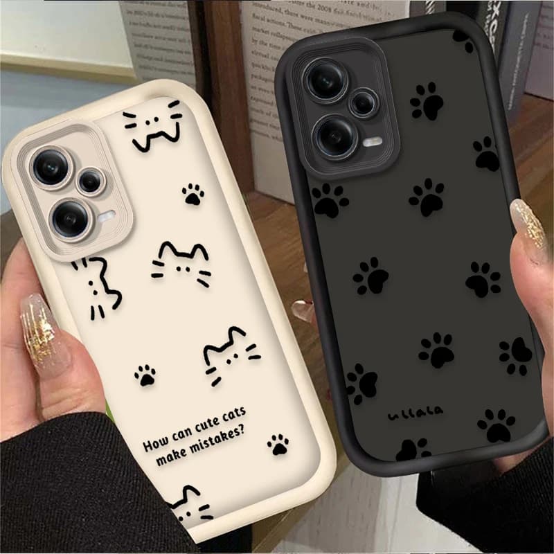 Gatto Cane Bella Linea Cassa Del Telefono Per Xiaomi Redmi Nota 13 14 12 11 Pro Plus 5G 14S 12S 11S 10S 10 9 Redmi 14C 13C 12C 12 4G Etui
