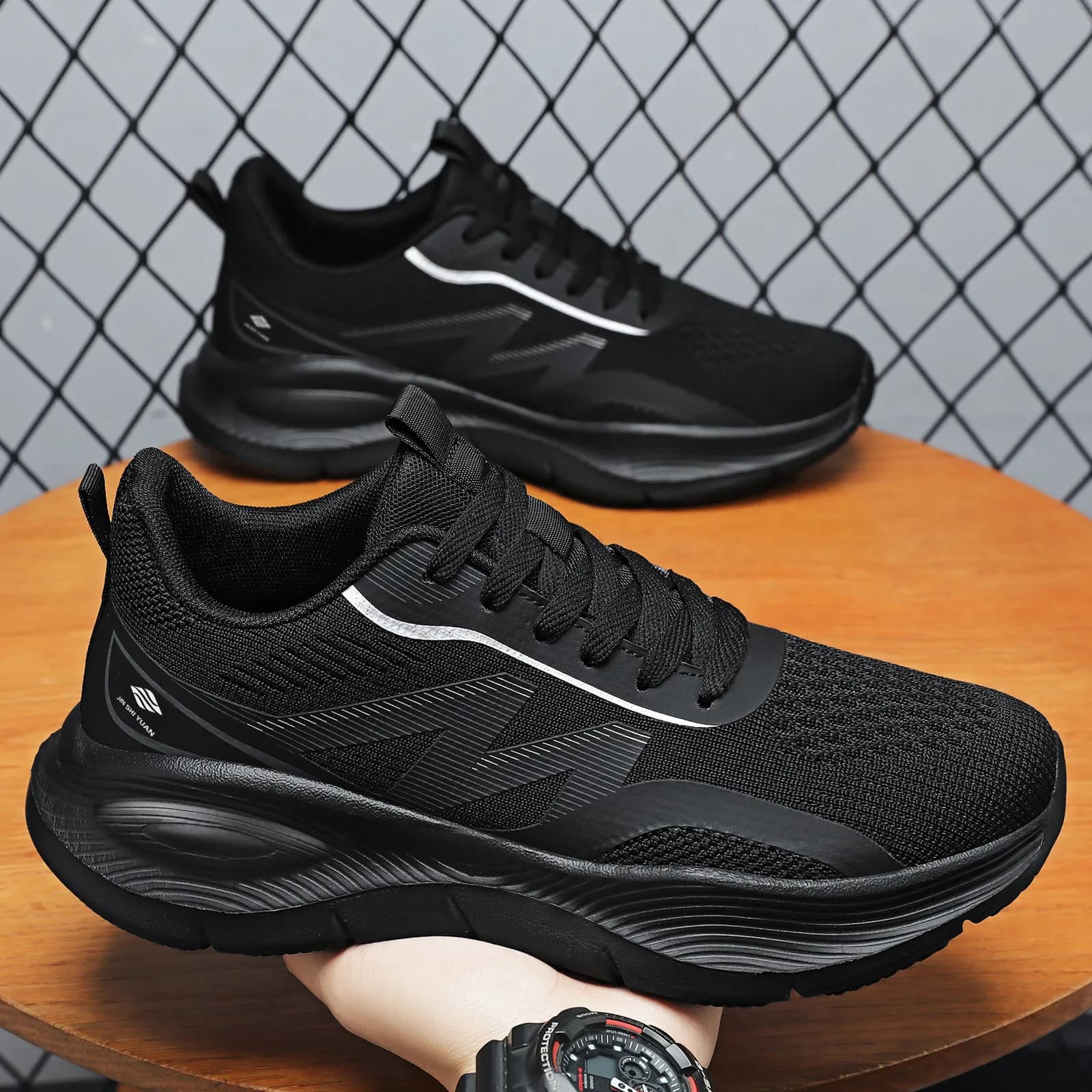 Men Mesh Sports Sneakers Lightweight Breathable Anti Slip Shock Absorb Soft Sole Outdoor Walking Running Comfort Casual Footwear