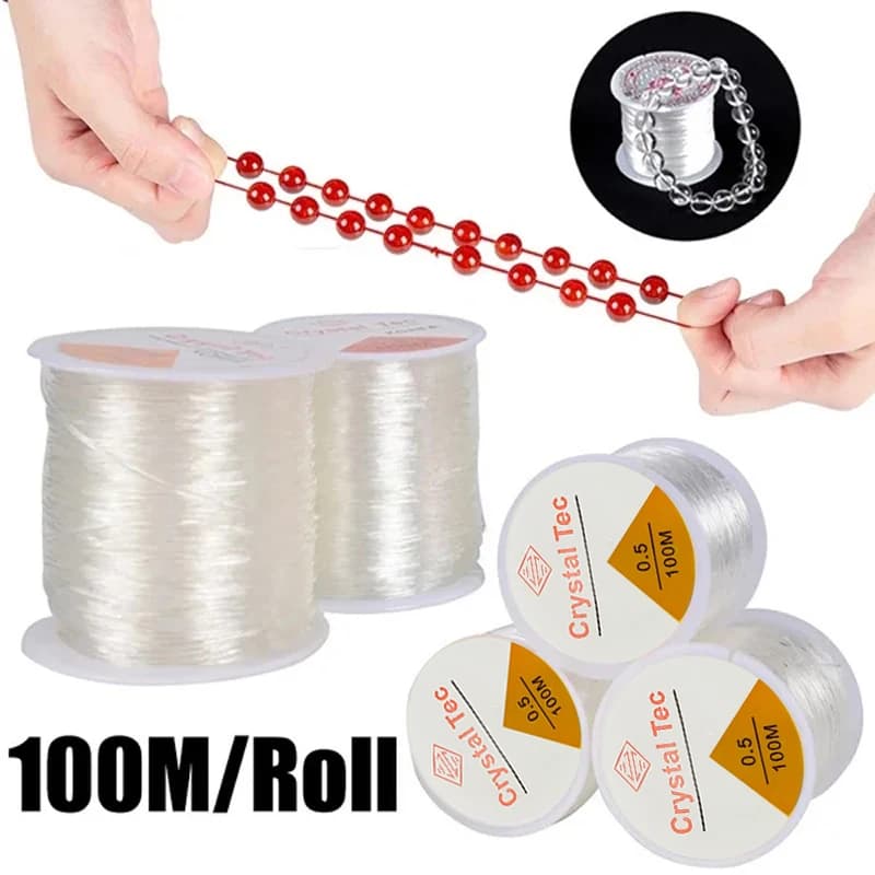 2 cordoncini elastici trasparenti per braccialetti per la creazione di gioielli e collane con braccialetti, per filo da cucire