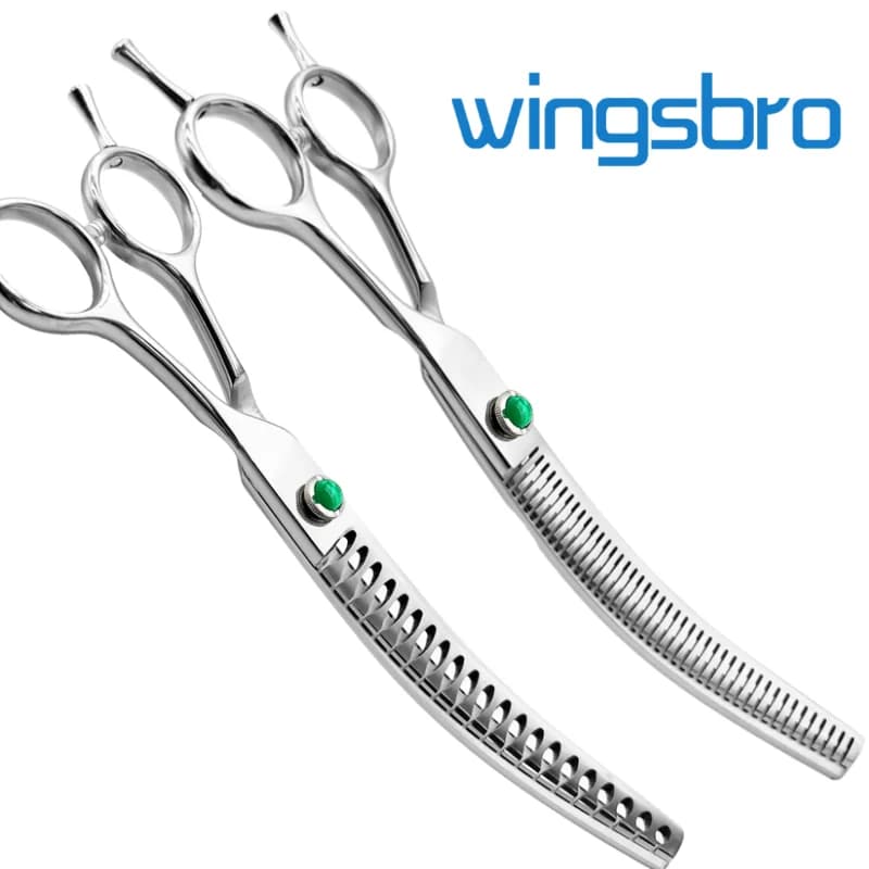 Forbici curve Wingsbro da 7 pollici per toelettatura cani, forbici curve per sfoltire il pelo del cane, progettate per toelettatori o per uso domestico fai-da-te