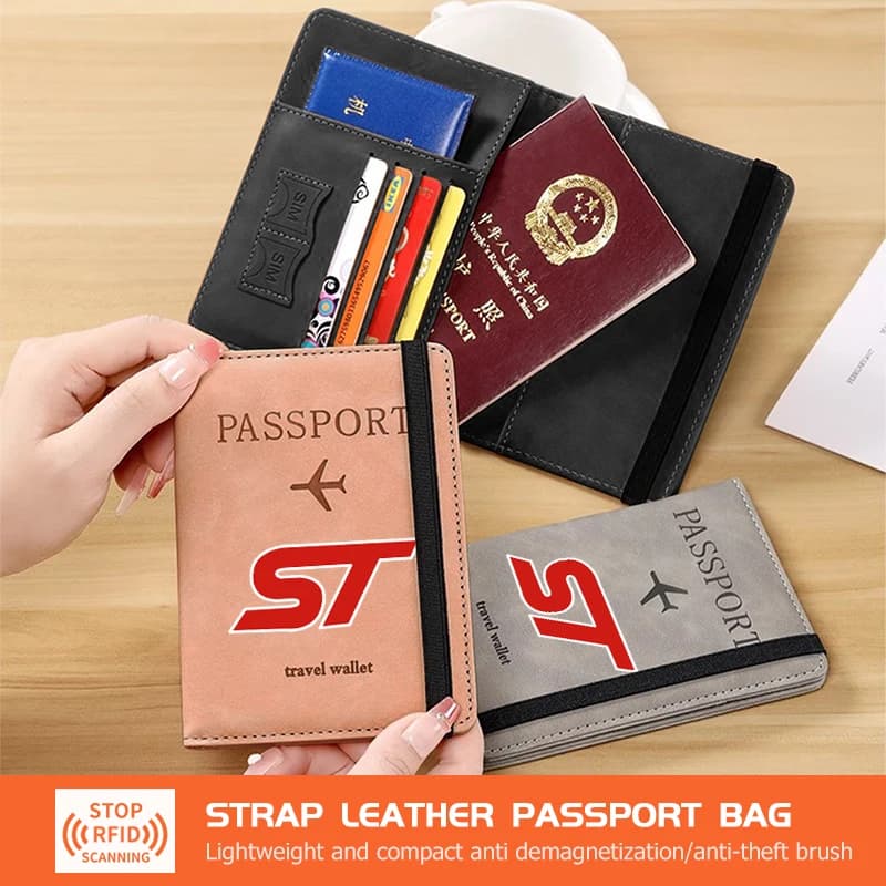 Car RFID Passport Clip Pocket PU Leather Passport Wallet Holder For Ford Escape Expedition Taurus Ecosport C-MAX Galaxy ST