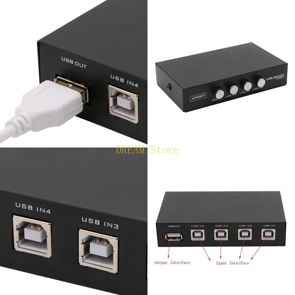 USB 2.0 Manual sharing switch Printer PC sharing device Switching box 4 in 1 better output