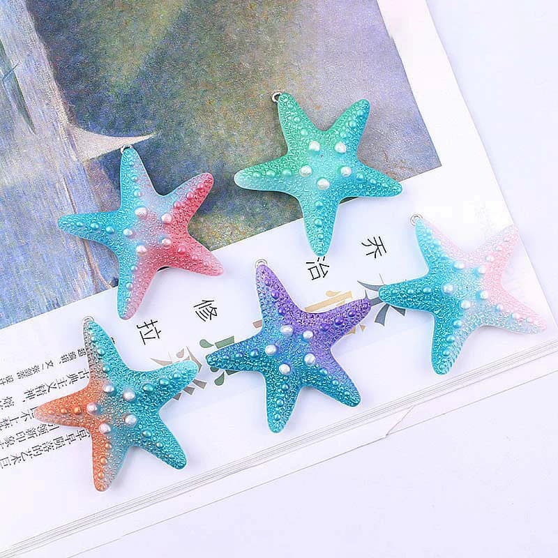 6Pcs Cute Kawaii Starfish Sea Ocean Charms pendenti in resina per orecchini bracciali gioielli che fanno forniture risultati portachiavi fai da te