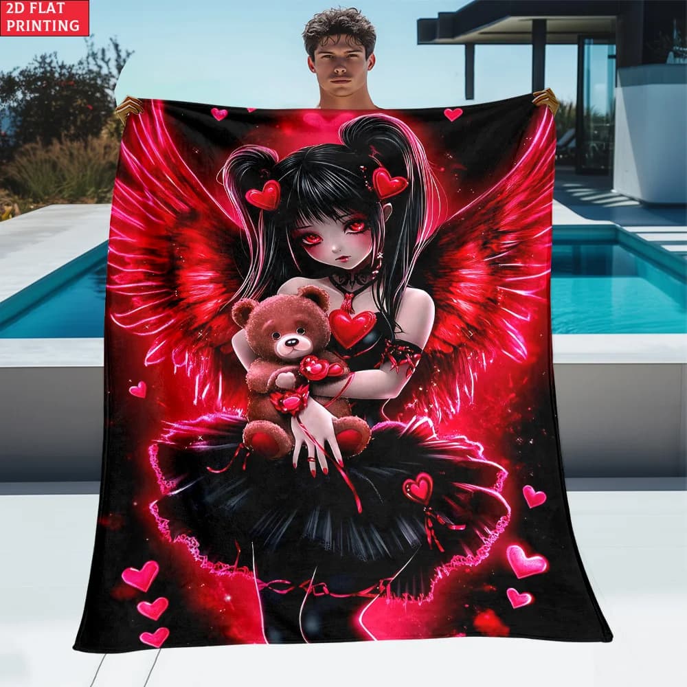 Red Creature-Themed Outdoor Lightweight Blanket, Perfect Home Decor for Travel Camping Living Room Office Sofa Chair