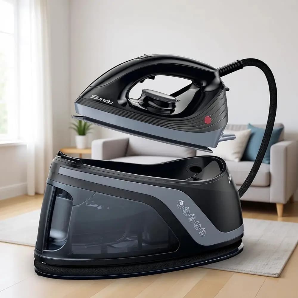 Ferro da stiro a vapore, stazione a vapore professionale da 1600W per vestiti con serbatoio da 44 oz, 400 microfori per vapore, pompa integrata, base CEIC