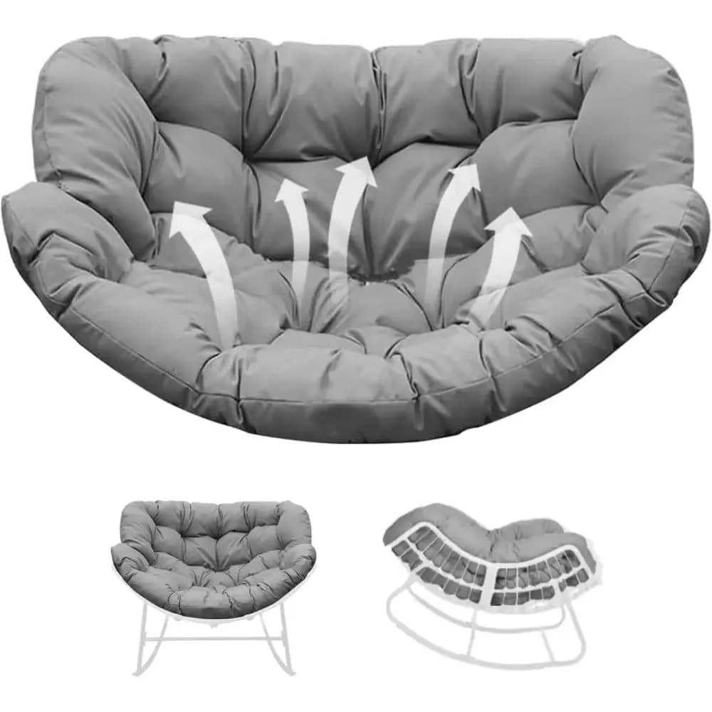 Cuscino per sedia a uovo da esterno 6.3 con lacci, resistente alle intemperie per patio, portico, giardino, balcone (Grigio Rustico)