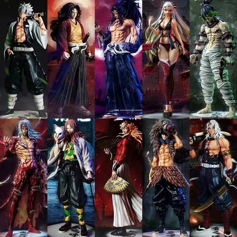 Anime Demone Slayer Kimetsu No Yaiba Figura Giyuutarou Daki Kokushibo Tsugikuni Yoriichi Douma Inosuke Action Figures Giocattoli di Modello