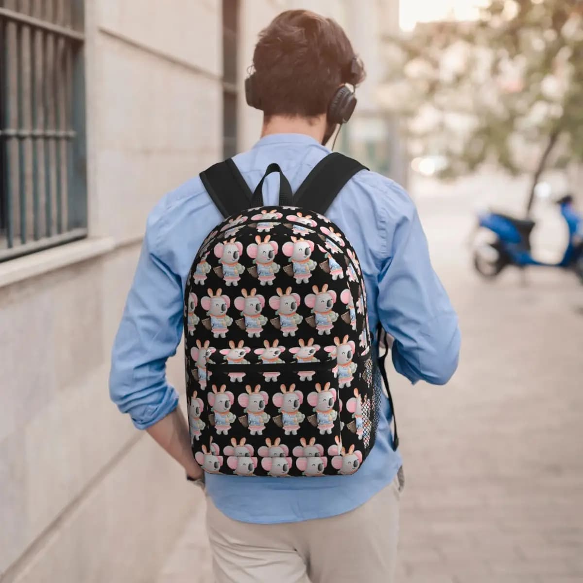 Zaino con koala pasquale che tiene un'uovo, borsa per libri per studenti, borsa da scuola per bambini, borse a tracolla per computer per uomini e donne