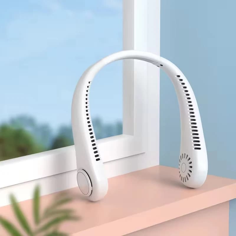 Ventilatore da collo portatile Flusso d'aria di raffreddamento Ventole da collo USB senza lama da 3000 mAh Condizionatore d'aria da collo con silicone elastico per viaggi all'aperto