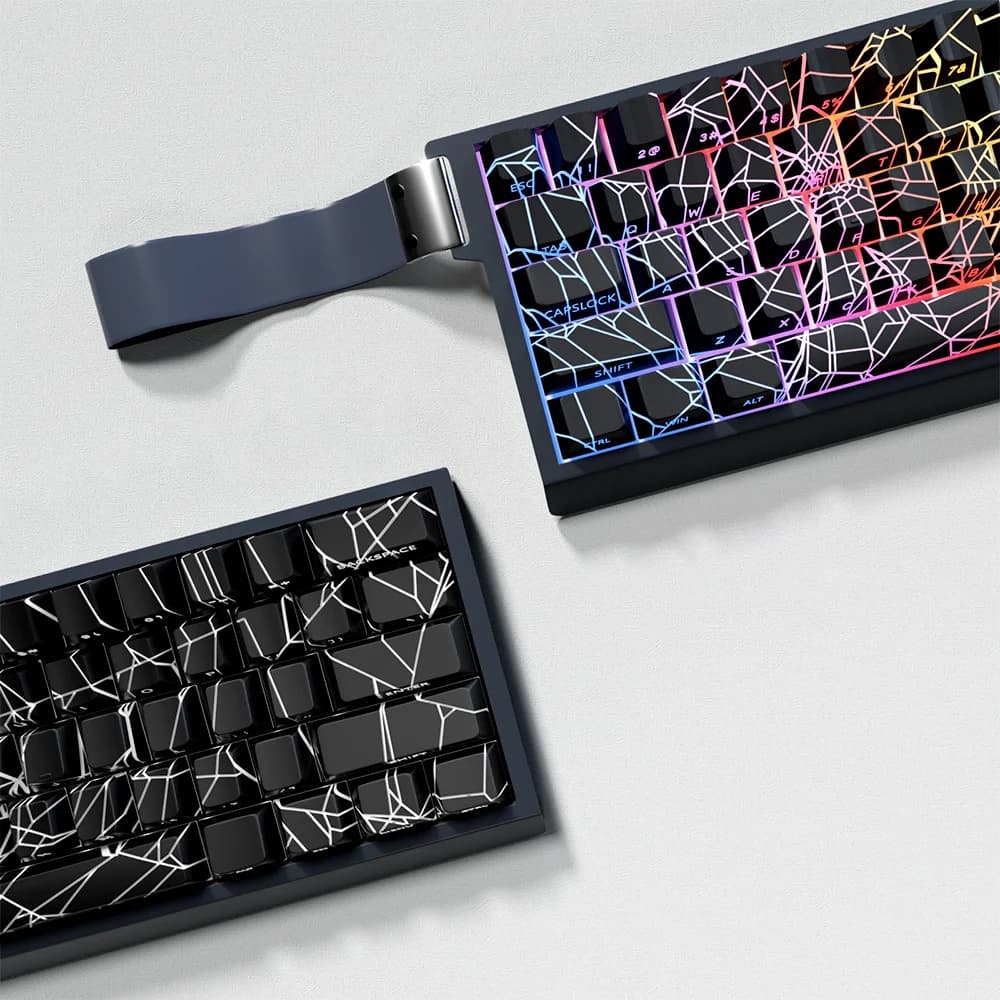 140 tasti Spider Web illuminato lateralmente PBT + PC Dye Sub Shine attraverso il copritasto personalizzato per tastiera meccanica MX 61/64/68/84/87/100/104/108
