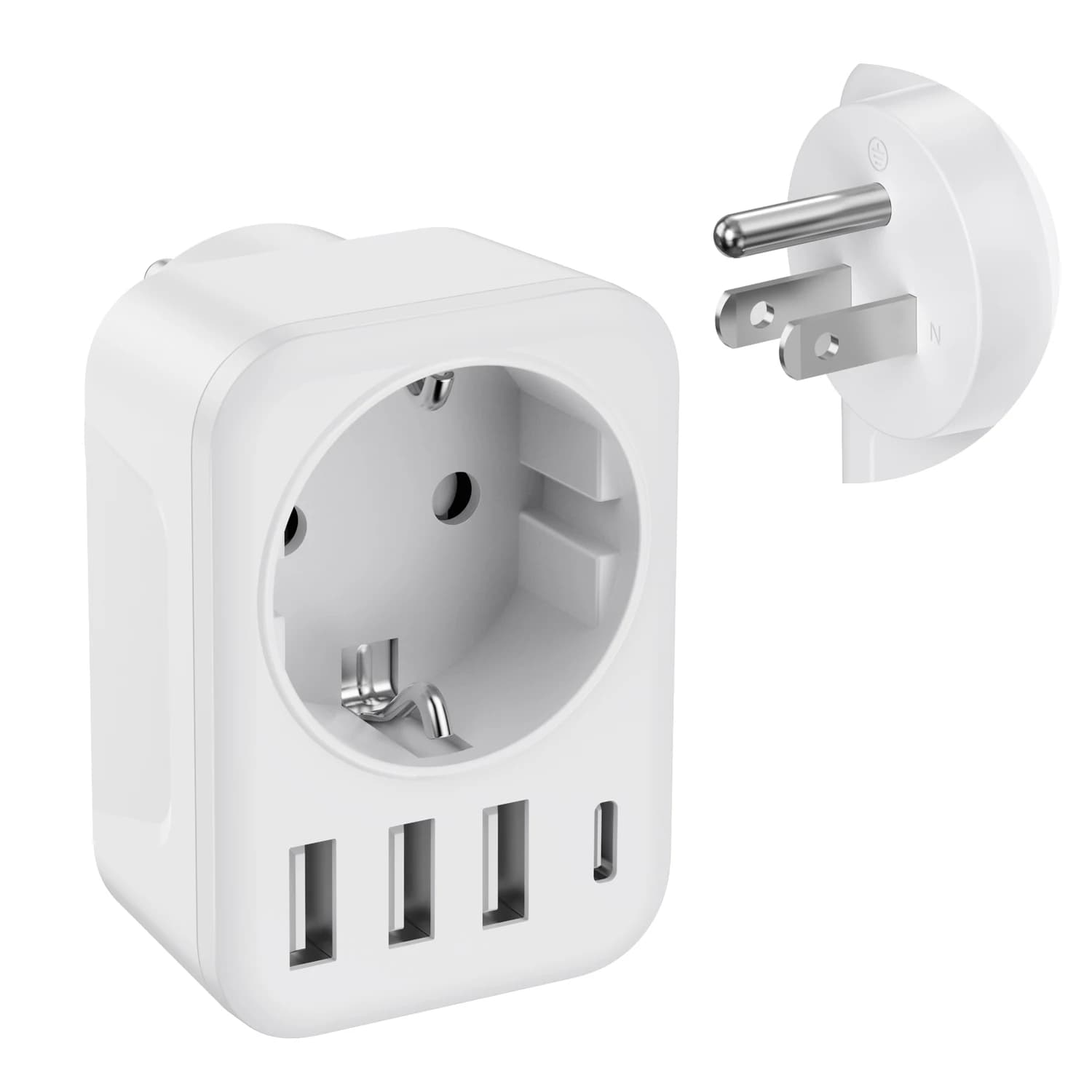 Travel adapter USA Plug Europe America with 3 USB sockets 1 type C Power adapter with travel socket for Canada Mexico