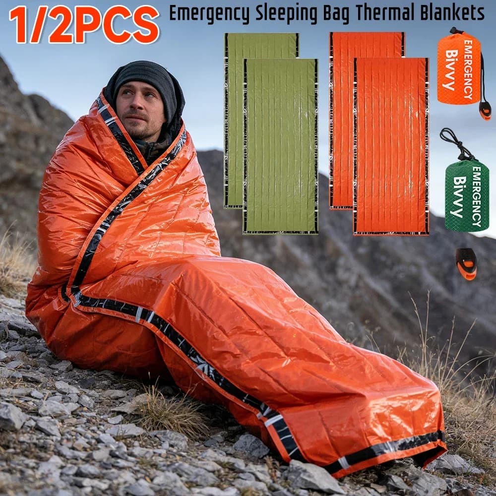 1/2 Pack Emergency Sleeping Bag Blanket Stuff Shelter Xtreme Cold,Survival Gear and Supplies for Disaster Preparedness Portable