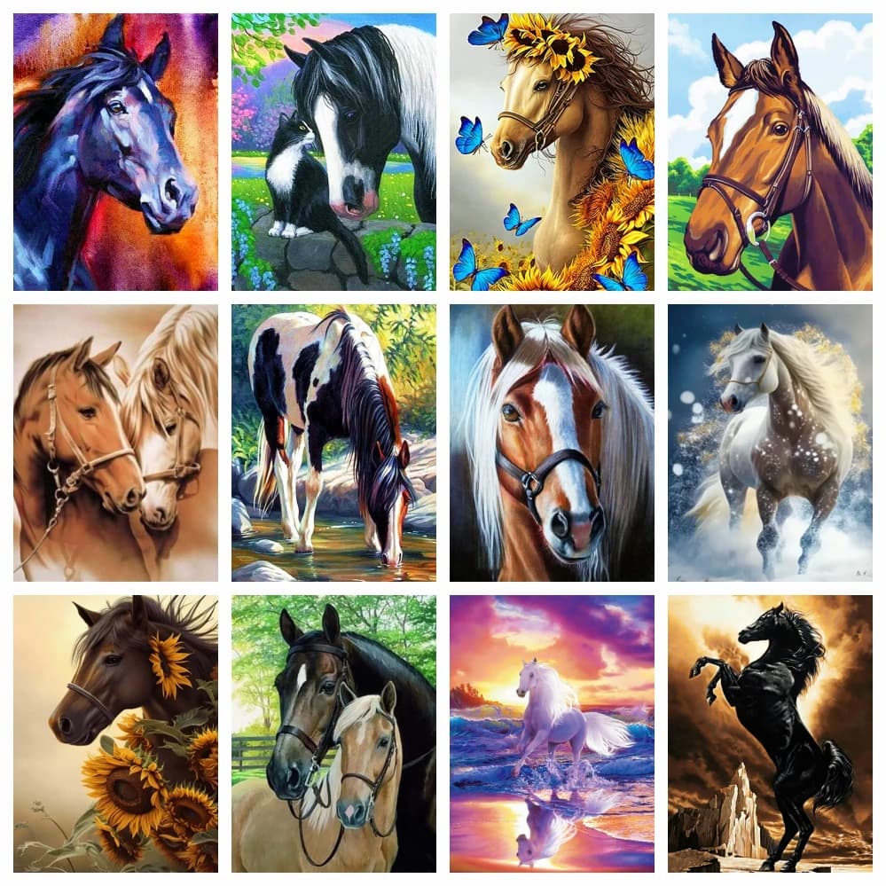 AZQSD Kit di pittura diamante Cavallo Animale Punto croce Ricamo Ricamo Vendita Decorazioni per la casa Strass 30x40 cm Artigianato