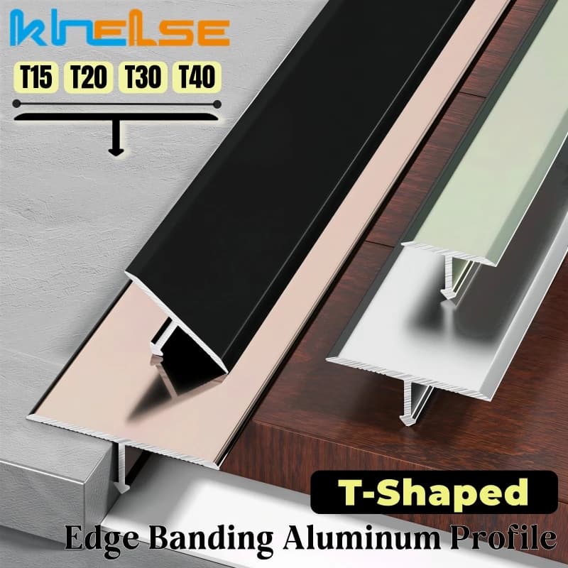 Profilo LED in alluminio a T per fughe di piastrelle, canale di transizione a incasso per pavimenti, barra per bordi di pareti e soffitti, strisce luminose