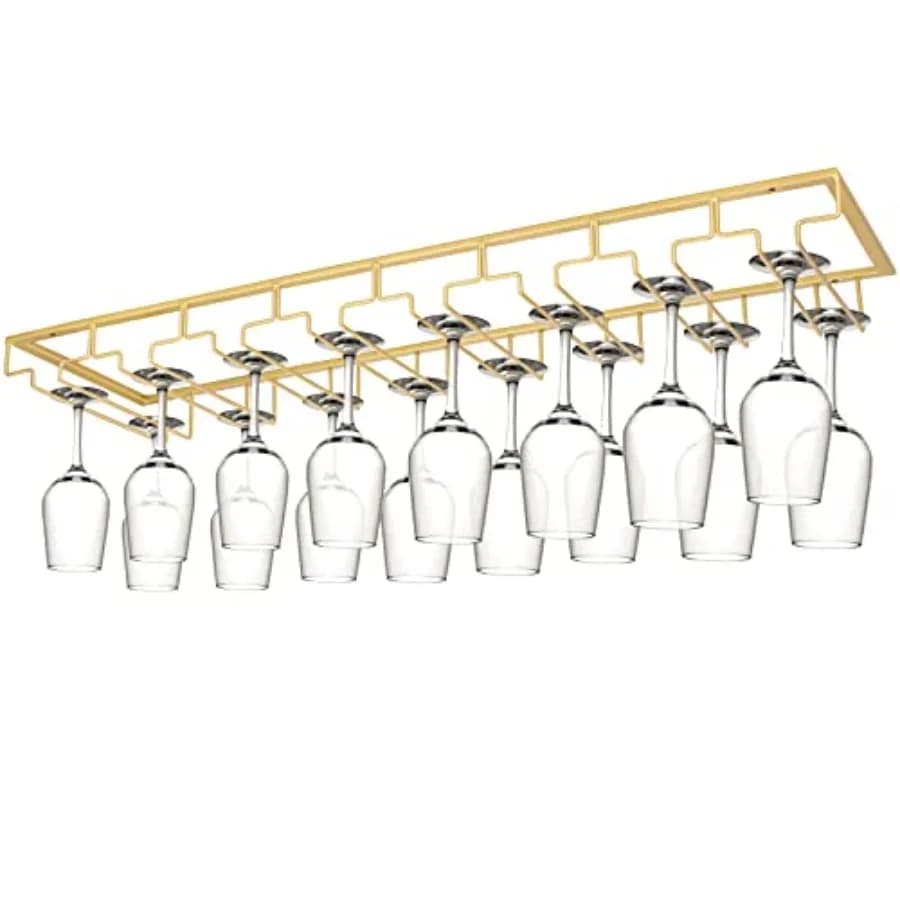 Portabicchieri da Vino Sottopensile Extra Grande, Appendi Calici in Metallo, Supporto Fai-da-te per Bicchieri da Bar, Scaffale Porta Bicchieri per Bancone Bar