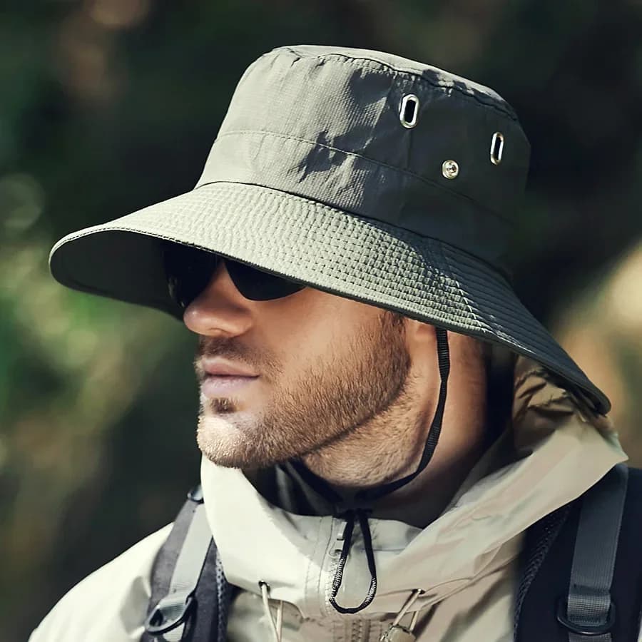 Cappello da sole da uomo a tesa larga impermeabile UPF50+ con protezione UV per pesca, escursioni, campeggio, attività all'aperto, leggero e traspirante