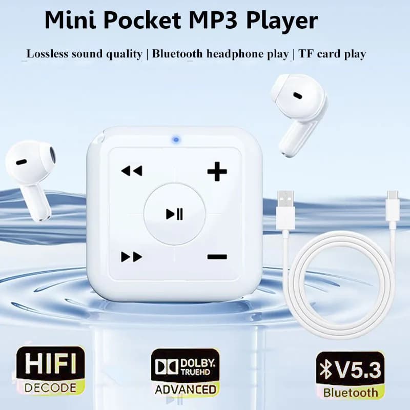 Mini Pocket Bluetooth 5.3 Lettore MP3 Wireless HIFI Lossless Sport Walkman Carta TF Lettore musicale MP3 Supporto Cuffie Bluetooth