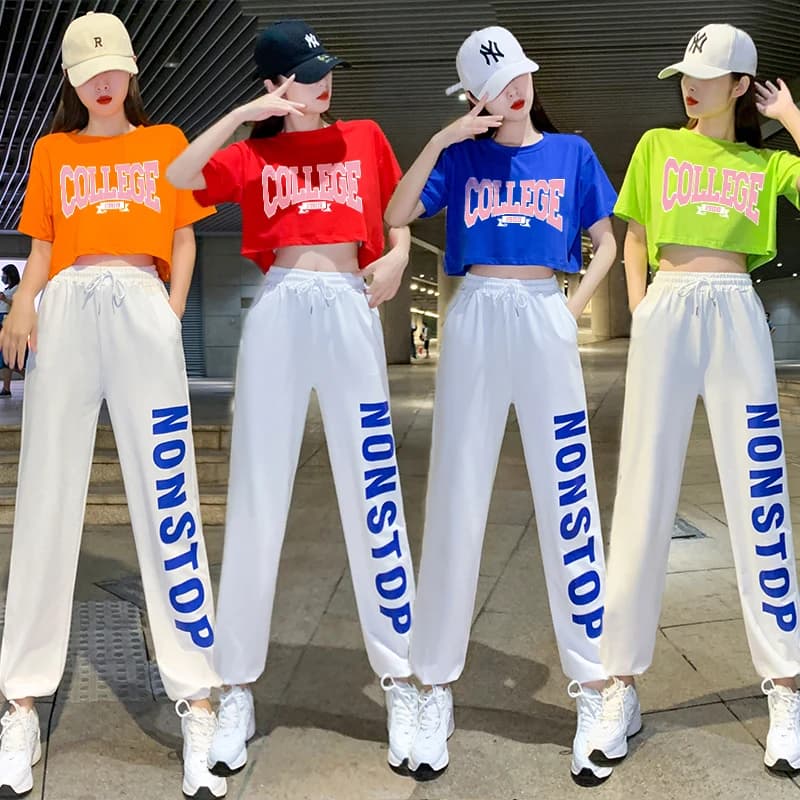 Women's Casual Sports Set for Summer, Jazz Dancewear and Square Dance, Gymnastics and Cheerleading pants in Mixed Cotton