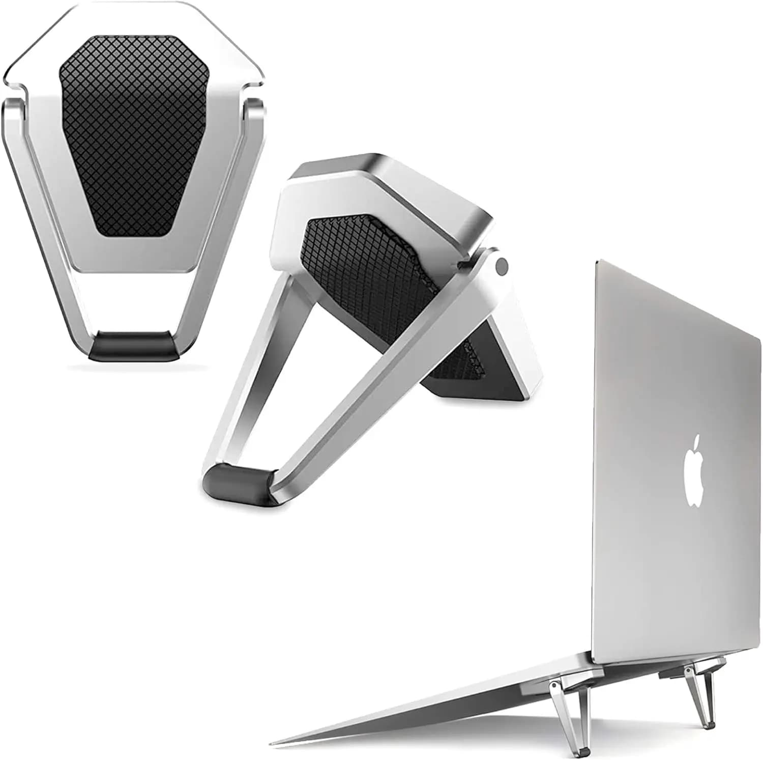 Supporto Portatile per Laptop in Lega di Zinco con Raffreddamento per 12-22 Pollici, Rialzo Ergonomico in Argento (Confezione da 2)