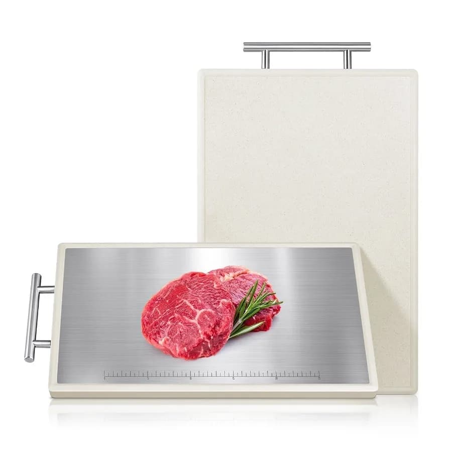 Stainless Steel Cutting Board: 16x10 inch Double-Sided PP Chopping Boards with Stainless Steel Handles