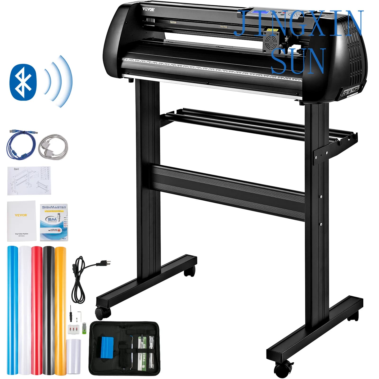 28/34 Inch Vinyl Cutter Plotter Labels Printer Sign Cutting Machine LCD Display Bluetooth SignMaster Software Bundle