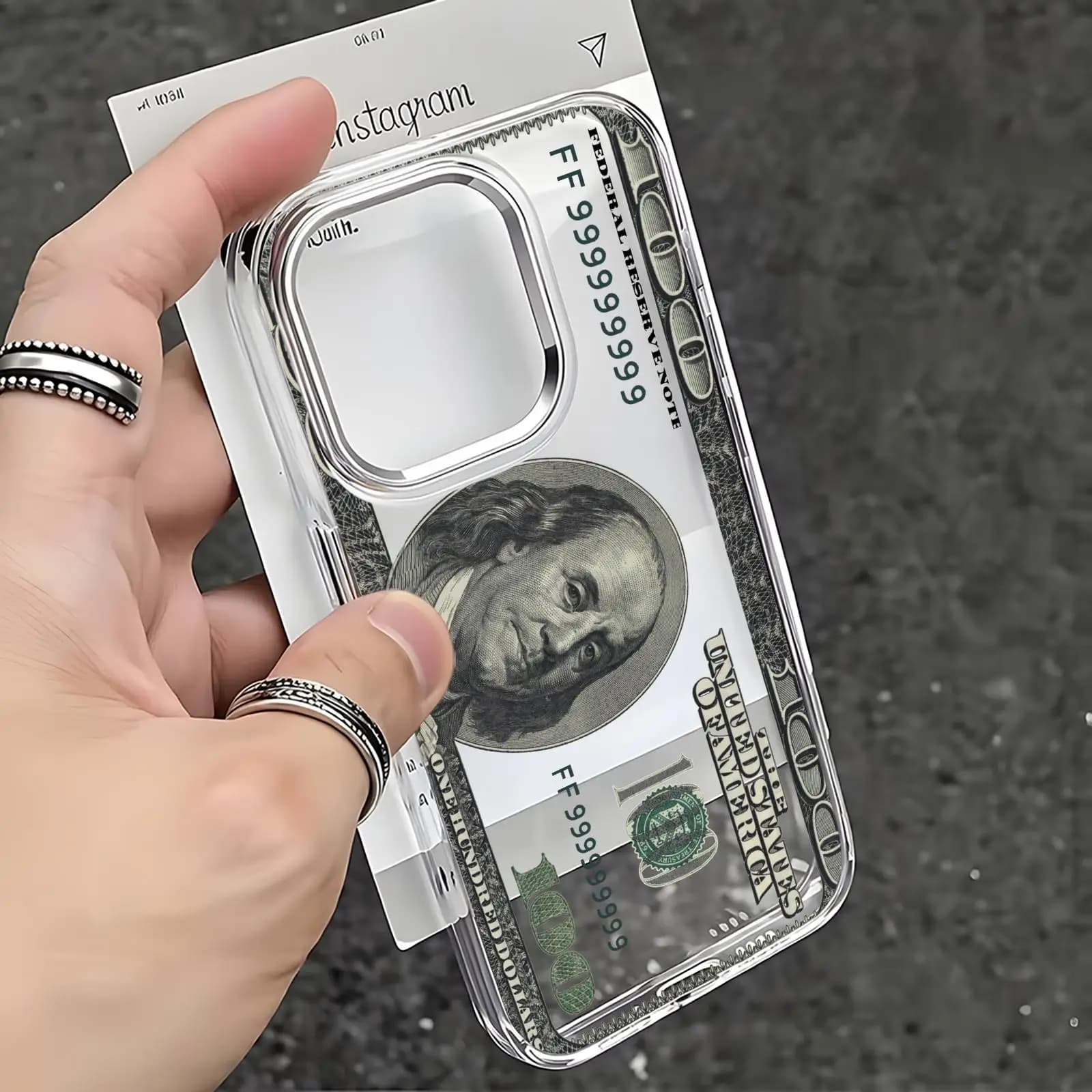 New U.S. dollar transparent design Silicone Transparent Case For iPhone17 16 15 14 13 12 11Pro Max Clear Protection Cover