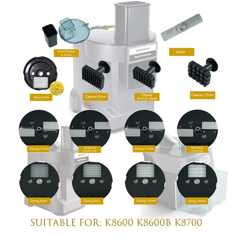 K8600B K8600 Multifunction Slice Accessories: Slice, Sminuzzare and Cut into Cubetti, Cleaning Brush