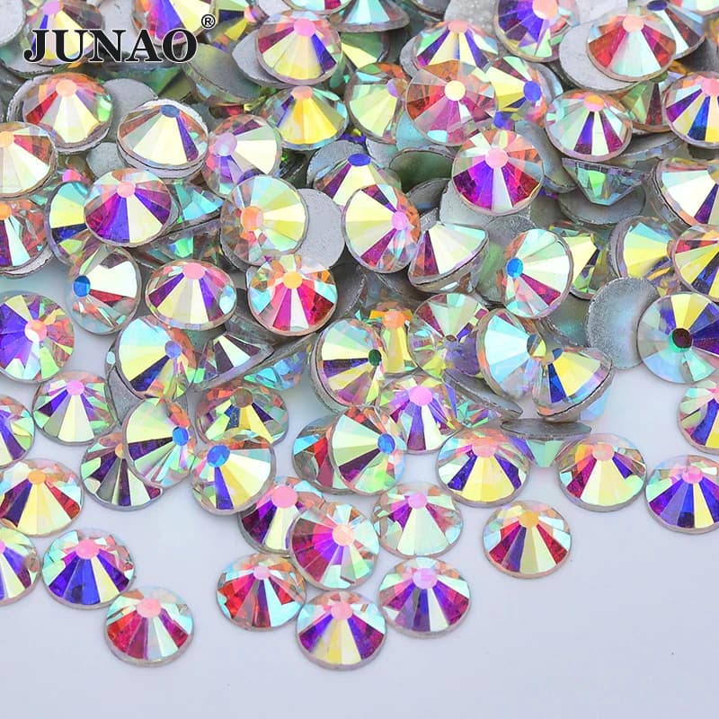JUNAO SS3 SS4 SS5 SS6 SS8 SS10 SS12 SS16 SS20 SS30 SS40 SS50 Strass in vetro trasparente Flatback Crystal AB Non Hotfix Strass