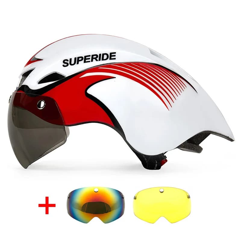 SuperIDE Aerodynamic Road Bike Helmet with Glasses Ultralight Sports Horse Riding Cycling Helmet Man Woman Cycling Helmet DH MTB