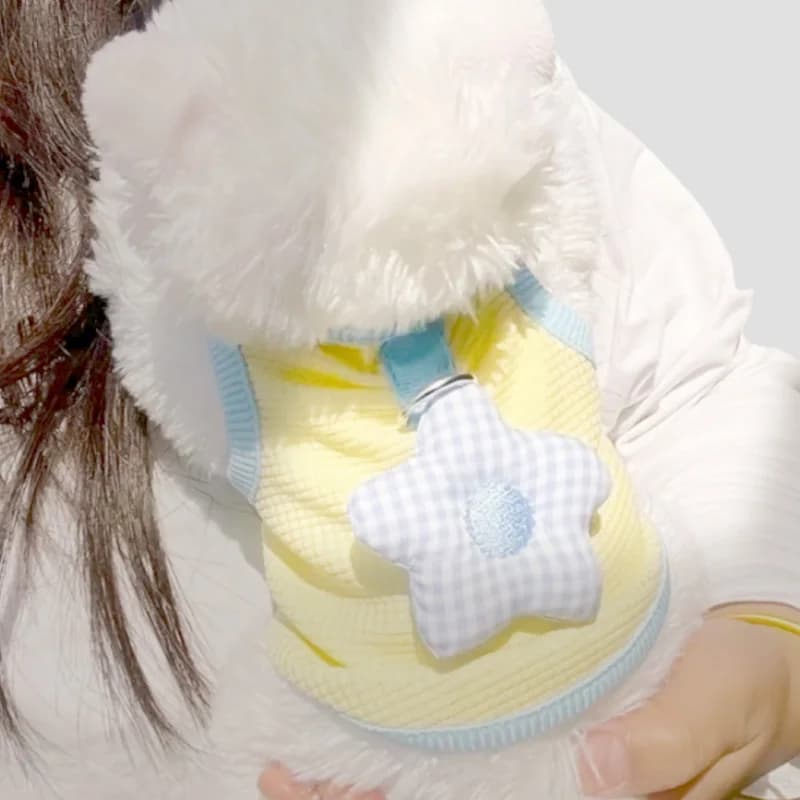 Pet Summer Vest Harness Breathable Sun Protection Anti-Shedding Small Dog Cat Teddy Bichon Shorthair 2-in-1 Waffle Clothes
