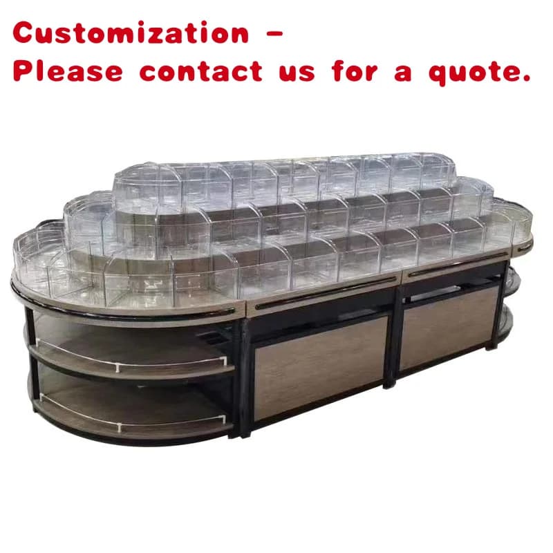 personalizzato. Scaffale per gondola per supermercato in legno personalizzato Scaffale per caramelle per frutta secca per supermercato