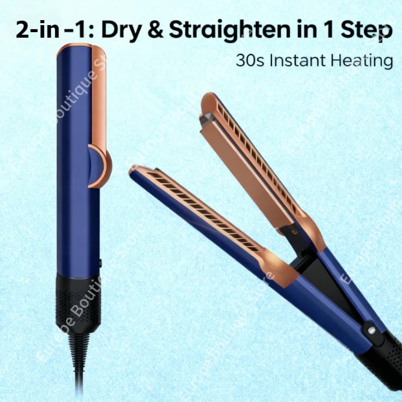 Professional hair plate 2 in 1 and hairdryer, styling tools, irons heated to negative ions