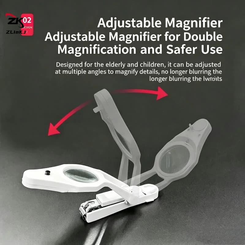 -Multifunctional LED Nail Clippers with Magnifier Antisplash Design Sharp Blade Cutter for Kids Elderly Home Grooming
