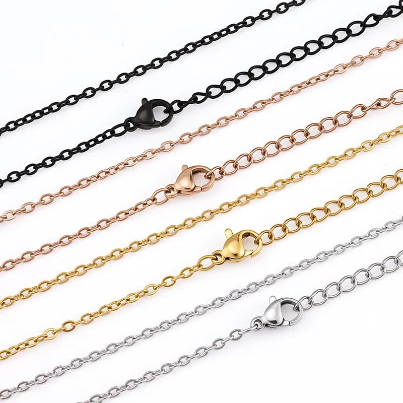 1Pc Width 1.5/2/2.5/3mm O Shape Flat Chain Necklace Men Women Stainless Steel Link Chain Necklaces For Jewelry Making