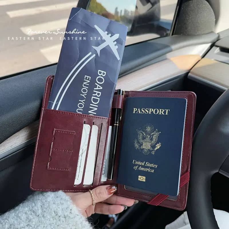 Porta carte multi-slot con blocco RFID Organizzatore di biglietti da visita ID Borsa per passaporto Portafoglio per patente di guida per uomo