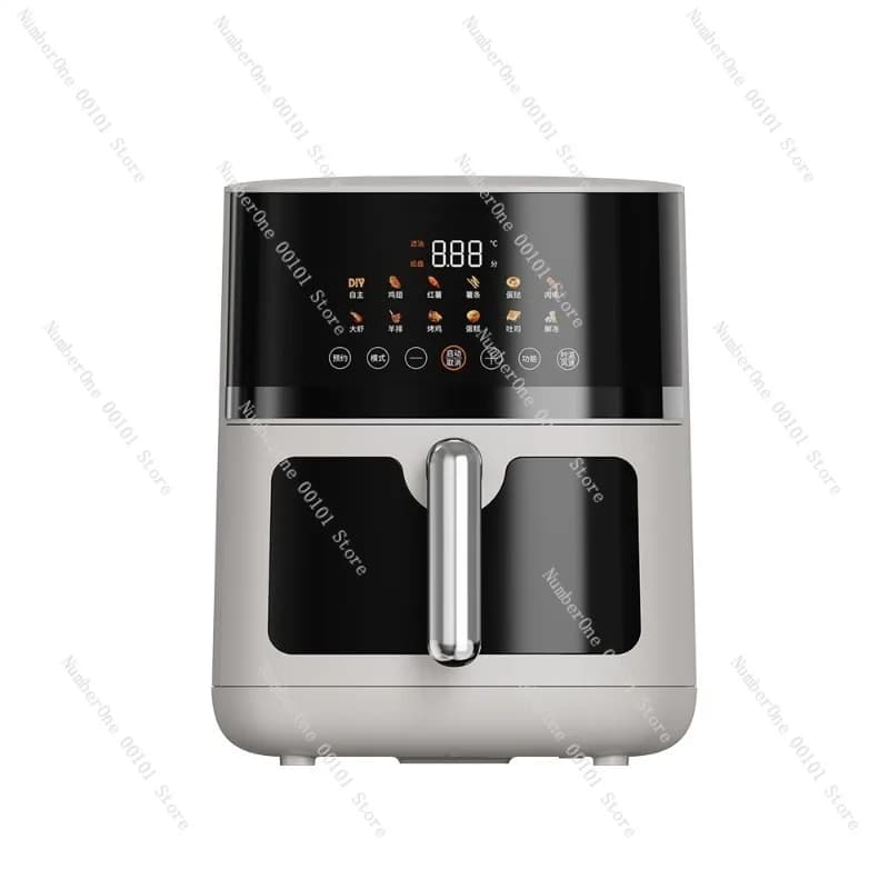 Friggitrice ad Aria Visibile da Cucina 6.5L, Combinazione Friggitrice ad Aria e Forno a Vapore Completamente Automatica Senza Olio, per Frittura Delicata, Non Serve Ribaltare, Intelligente