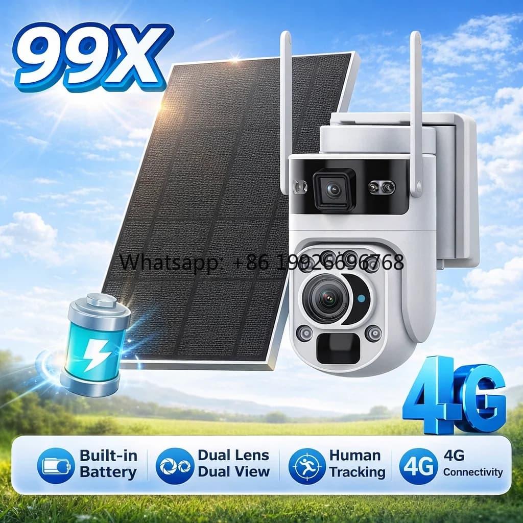 10MP Solar PTZ Camera 99X Zoom 360° Wireless Outdoor Security IP Camera Human Tracking