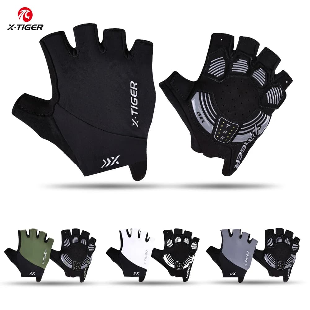 X-TIGER cycling gloves, breathable, anti-slip, for mountain bikes and road bikes, half fingers gloves, fitness gloves for men with padded bearings