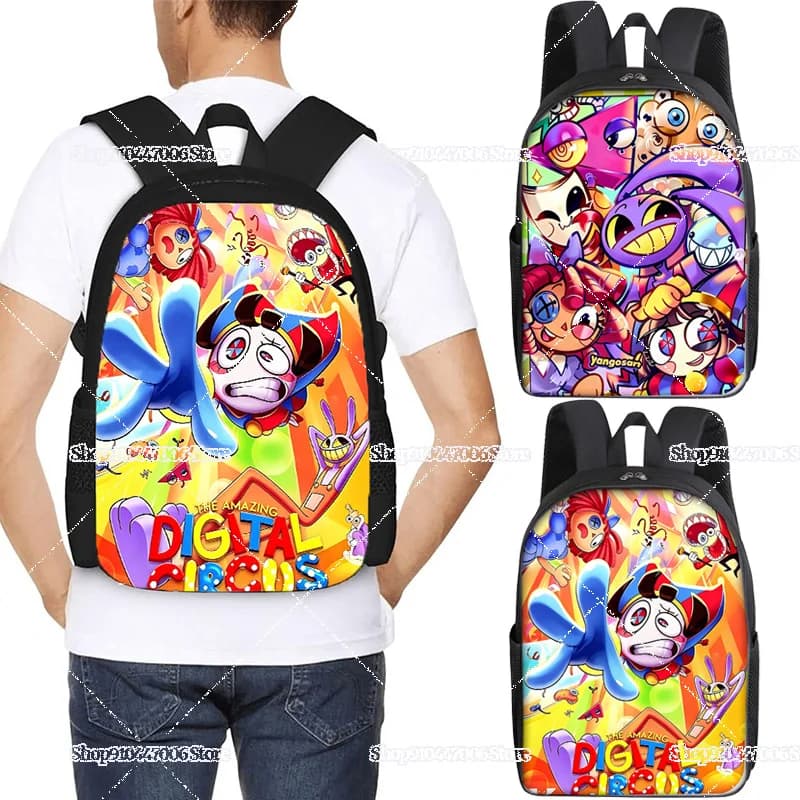Cartoon Anime The Amazing Circus Print Backpack for Student Bookbag Cute Figure Pomni Jax Shoulders Bag School Back Pack Gifts