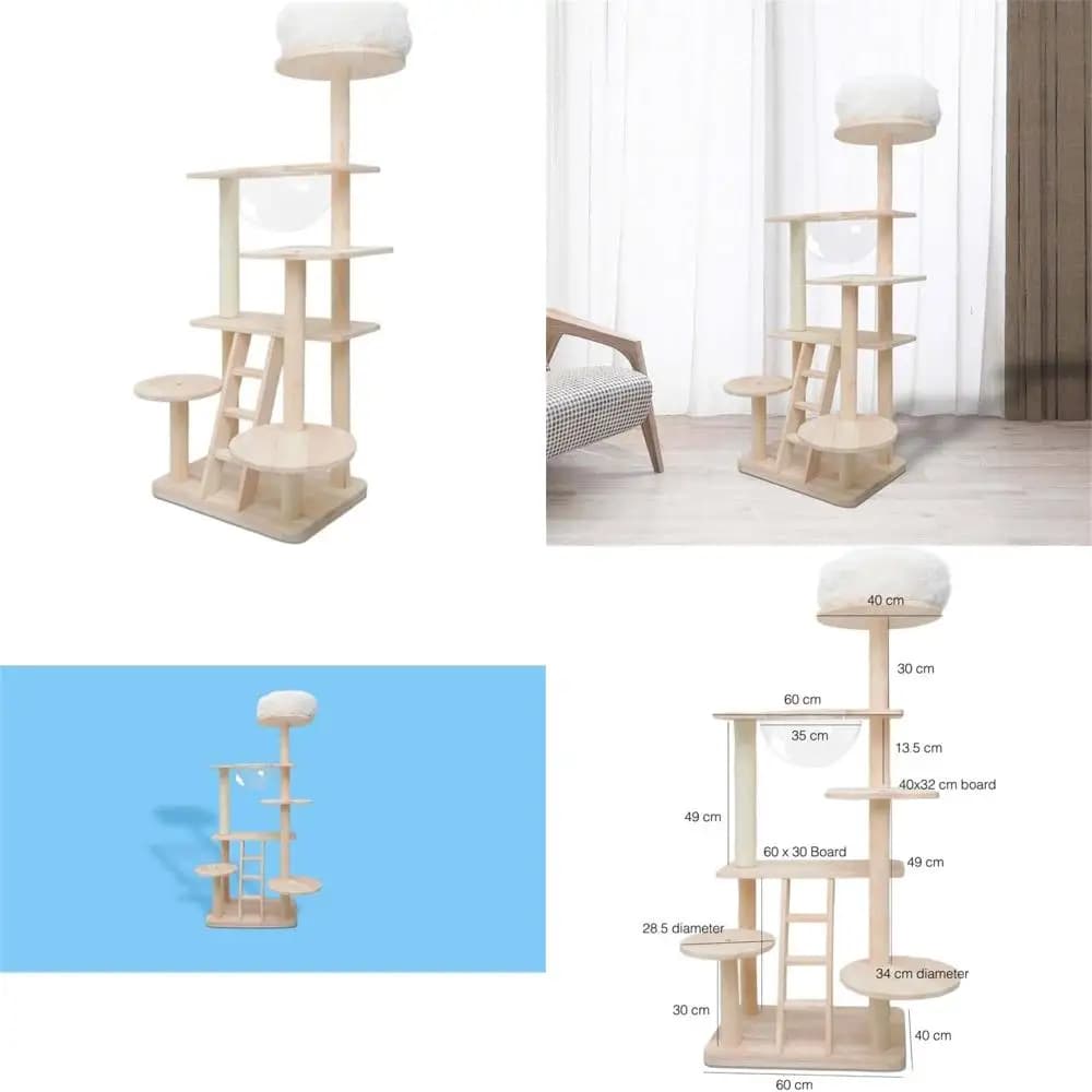 Torre per gatti di lusso con capsule ispirate nello spazio e livelli multipli per giochi e riposo felini