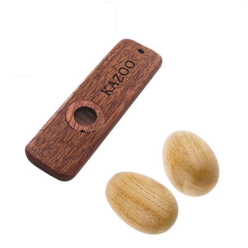 A74K-Strumento musicale per bambini Principiante Uovo in legno Sonaglio Kazoo Flauto Chitarra Ukulele Strumenti in legno Accompagnamento